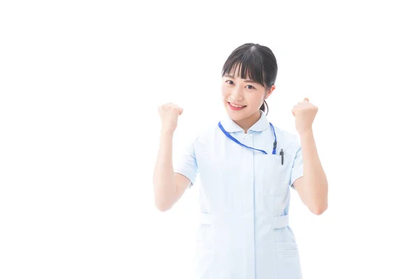 Jovem Enfermeira Dando Coragem Pose — Fotografia de Stock