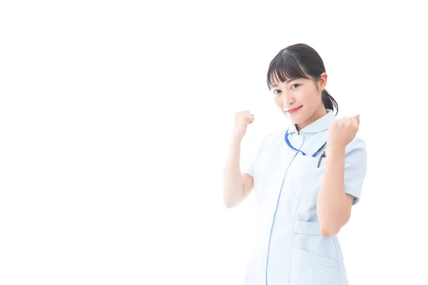 Young Nurse Giving Guts Pose — Stock Photo, Image