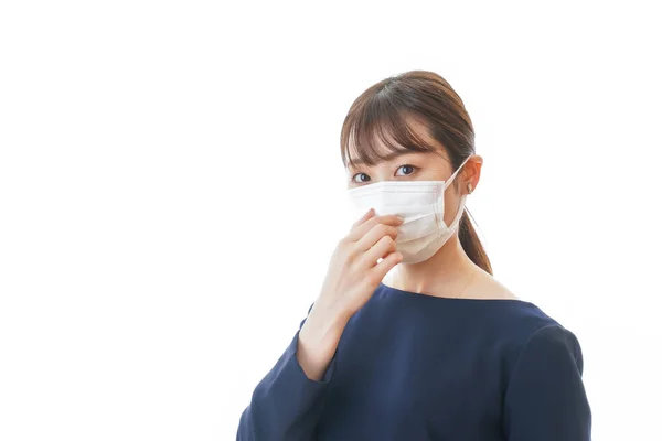 Jong Aziatisch Vrouw Dragen Gezicht Masker — Stockfoto