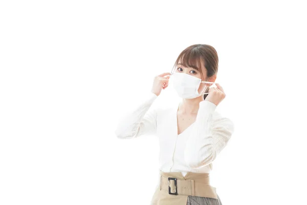 Jeune Asiatique Femme Portant Visage Masque — Photo