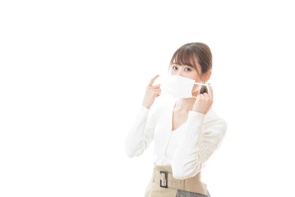 Joven Mujer Asiática Usando Mascarilla — Foto de Stock