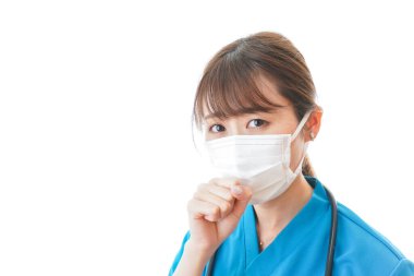 Yüz maskesi takan bir sağlık görevlisi. Coronavirus. Karantina