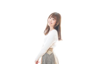 Gülümseyen Asyalı bir kadının portresi. 