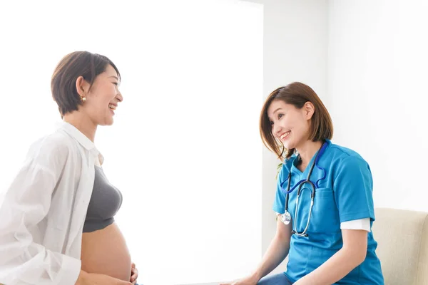 Donna Incinta Sottoposta Visita Medica Ospedale — Foto Stock