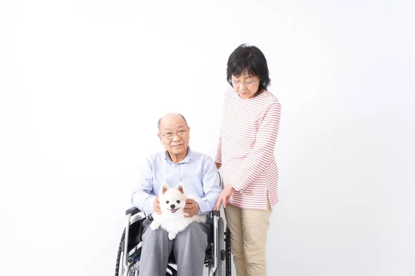 Couple Aîné Avec Chien — Photo