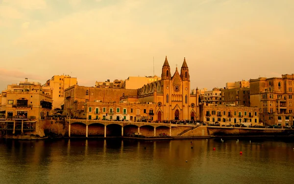 Catedral de San Julián al atardecer, Malta — Foto de Stock