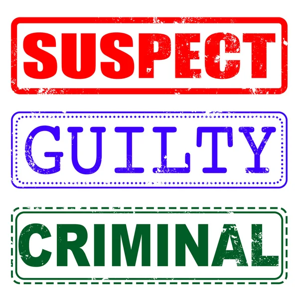 Suspect, guilty,criminal stamp — Stock Vector