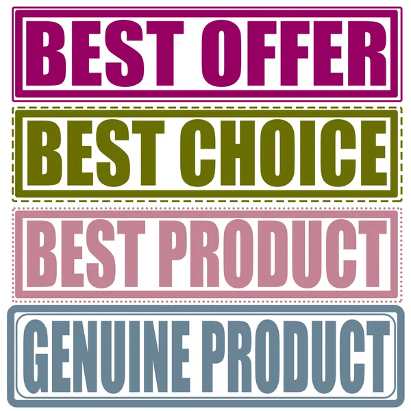 Set stamp best offer, best choice,best product, genuine product — Stock Vector