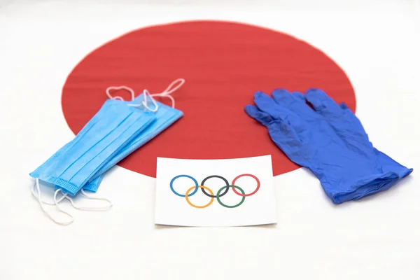 Mari Venäjä Kesäkuuta 2021 Japanin Lipun Alla Olympialippu Kansainväliset Liput — kuvapankkivalokuva
