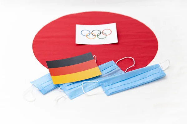 มาร เอล สเซ นายน 2021 ธงเยอรม ากากส าเง นหล งธงญ — ภาพถ่ายสต็อก