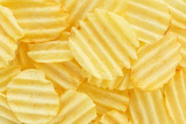 patates cipsi. arka plan gıda sarı. Makro