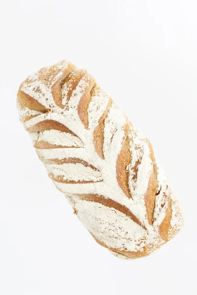 Francouzský chléb na bílém pozadí. pohled shora. výrobek z mouky plodit — Stock fotografie