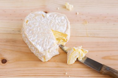 peynir kalp şeklinde. Üstten Görünüm, uzay yazıtlar için.