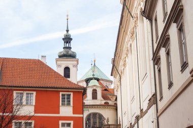 Prague, Çek Cumhuriyeti, Old Town bir retro tarzı kışın soğuk tonlama. Avrupa'nın renkli görüntülerle metin için yer.