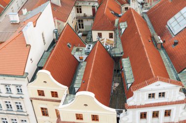 Prague, Çek Cumhuriyeti, Old Town bir retro tarzı kışın soğuk tonlama. Avrupa'nın renkli görüntülerle metin için yer.
