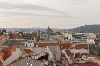 Prague, Çek Cumhuriyeti, Old Town bir retro tarzı kışın soğuk tonlama. Avrupa'nın renkli görüntülerle metin için yer.