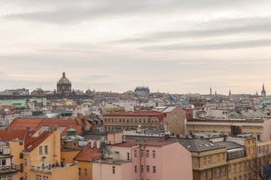 Prague, Çek Cumhuriyeti, Old Town bir retro tarzı kışın soğuk tonlama. Avrupa'nın renkli görüntülerle metin için yer.