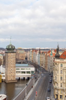 Prague, Çek Cumhuriyeti, 12 Aralık 2015 Old Town bir retro tarzı kışın soğuk tonlama. Avrupa'nın renkli görüntülerle metin için yer.