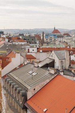 Prague, Çek Cumhuriyeti, Old Town bir retro tarzı kışın soğuk tonlama. Avrupa'nın renkli görüntülerle metin için yer.