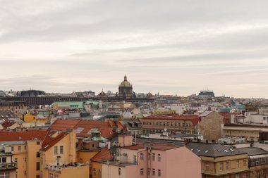 Prague, Çek Cumhuriyeti, Old Town bir retro tarzı kışın soğuk tonlama. Avrupa'nın renkli görüntülerle metin için yer.