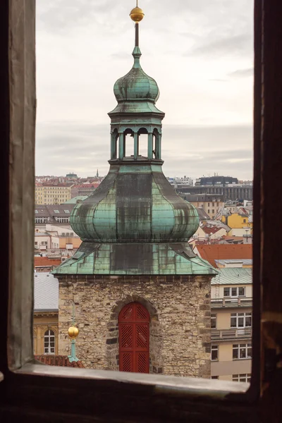 Prague, Czech Republic, Old Town in a retro style winter, cold toning. color images of Europe with space for text. — Stock Photo, Image