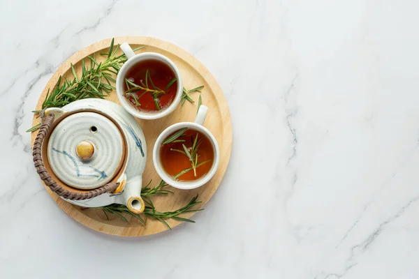 Rosemary Hot Tea Cup Ready Drink — Stok fotoğraf