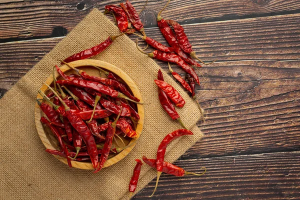 Dried Chili Pepper Small Wooden Plate — Foto de Stock