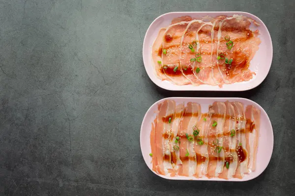 Hot Pot Shabu Raw Fresh Sliced Pork Plate — Stock Photo, Image