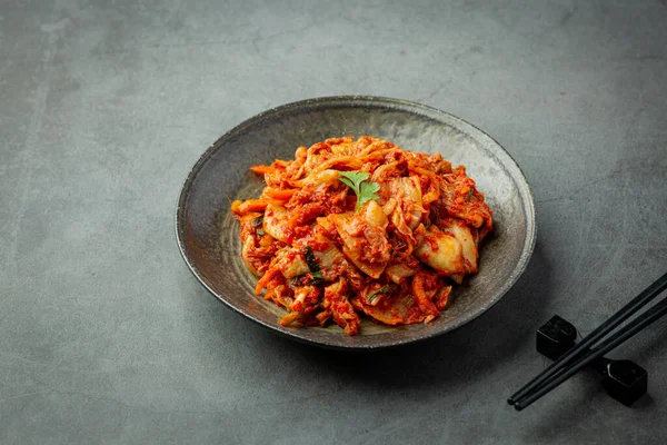 Kimchi Ready Eat Black Plate — Foto de Stock