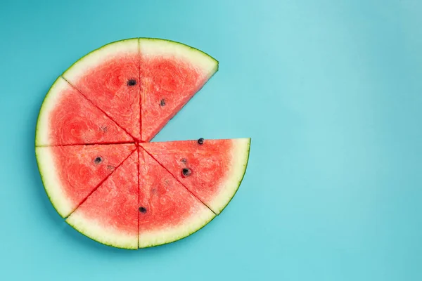 Red Watermelon Slice Blue Background — Stock Photo, Image