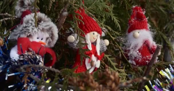 Stagione Delle Vacanze Natale Anno Nuovo Giocattoli Sull Albero Natale — Video Stock