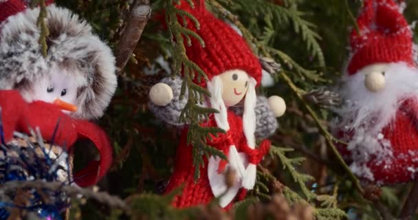 Temporada Férias Natal Ano Novo Brinquedos Árvore Natal Tiro Close — Vídeo de Stock