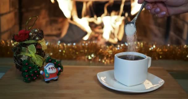 설탕을 벽난로 크리스마스 장식을 — 비디오