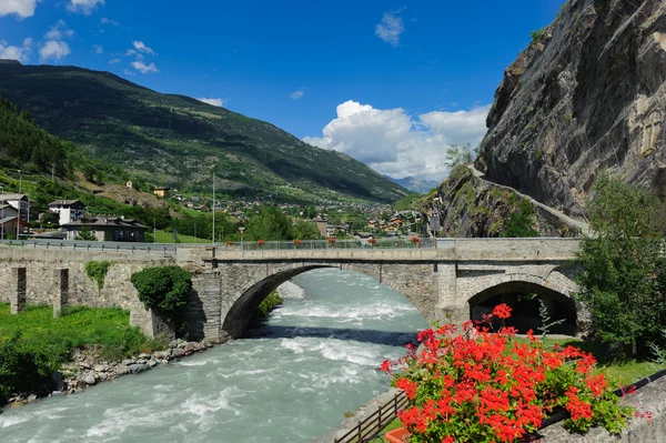 De Baltea in Villeneuve — Stockfoto