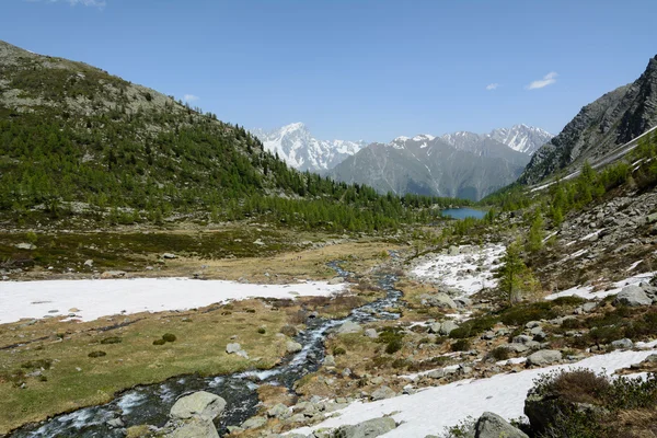 在高山冰川融化 — 图库照片