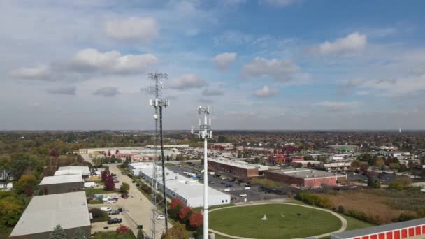 Aerial View Cellular Wireless Mobile Data Tower Mobile Network American — Stock Video