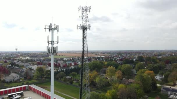 Vista Aérea Torre Datos Móvil Móvil Móvil Celular Para Red — Vídeo de stock