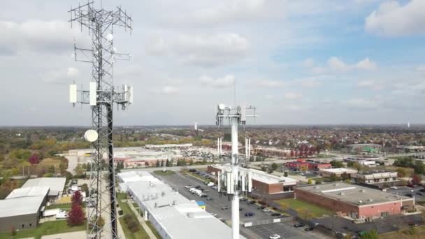 Aerial View Cellular Wireless Mobile Data Tower Mobile Network American — Stock Video