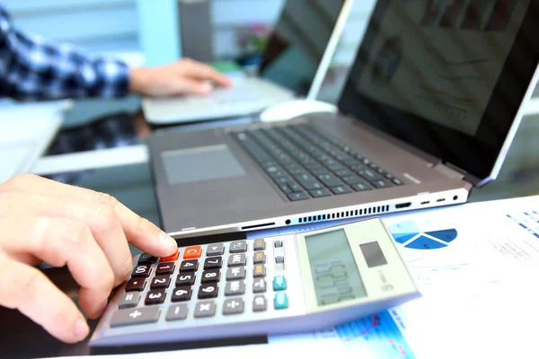 Businessman Accountant Doing Calculations Tax Season — Stock Photo, Image