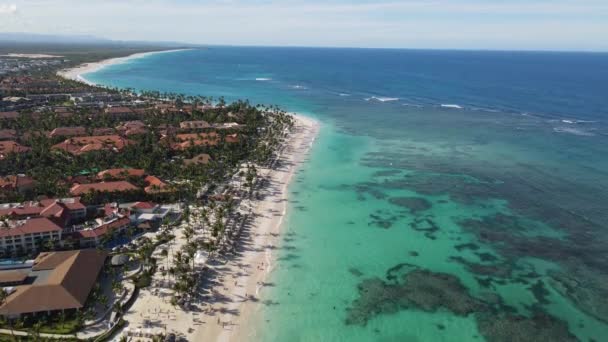 Vista Aerea Aerea Aerea Bella Spiaggia Sabbia Bianca Caraibi Punta — Video Stock