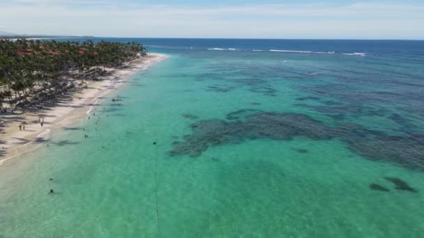 Vue Aérienne Belle Plage Sable Blanc Caraïbes Punta Cana République — Video