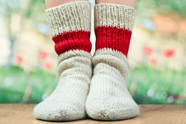 Pair of wool knitted socks — Stock Photo, Image