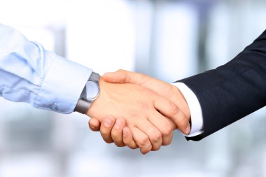 Close-up image of a firm handshake  between two colleagues