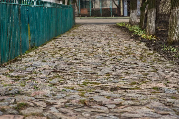 Egy Régi Misztikus Sikátor Egy Bárral Vintage Járda Kővel Bélelt — Stock Fotó