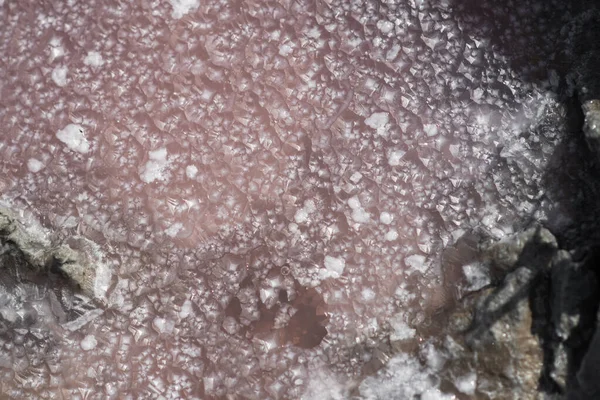 Tło Tekstura Morze Różowy Sól Kryształy Soli Się Zamykają Różowe — Zdjęcie stockowe