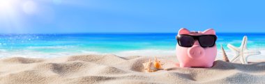 Beach Tatil güneş gözlüğü ile Piggy banka