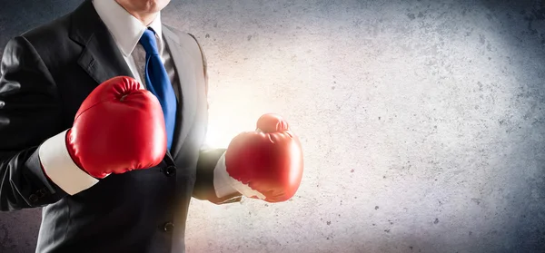 Businessman In Boxing Gloves — Stock Photo, Image