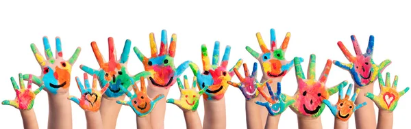 Hands Painted With Smileys — Stock Photo, Image