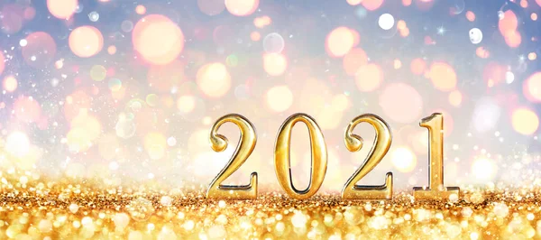 Abstract Card Gelukkig Nieuwjaar 2021 Glanzende Aantallen Met Gouden Glitter — Stockfoto