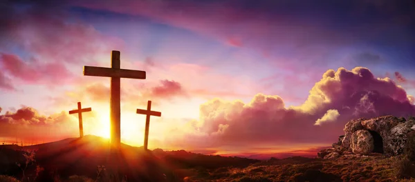 Crucifixion Resurrection Jesus Sunrise — Stock Photo, Image